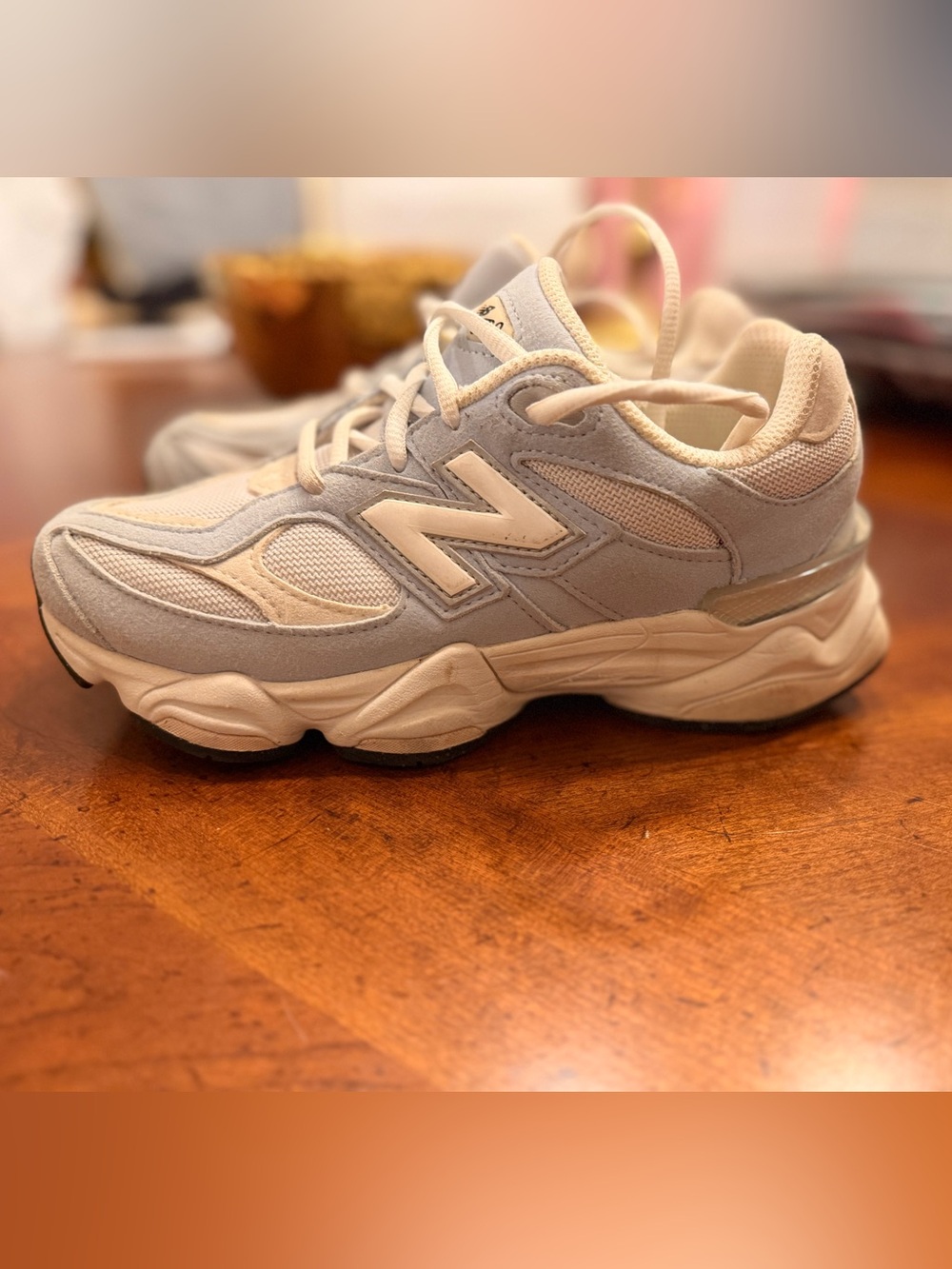 New Balance 9060 Kids Light Gray and White Running Sneaker